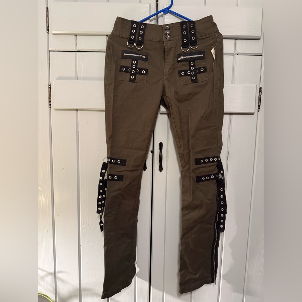 Hot Topic Dark Olive Pants with Black Accents